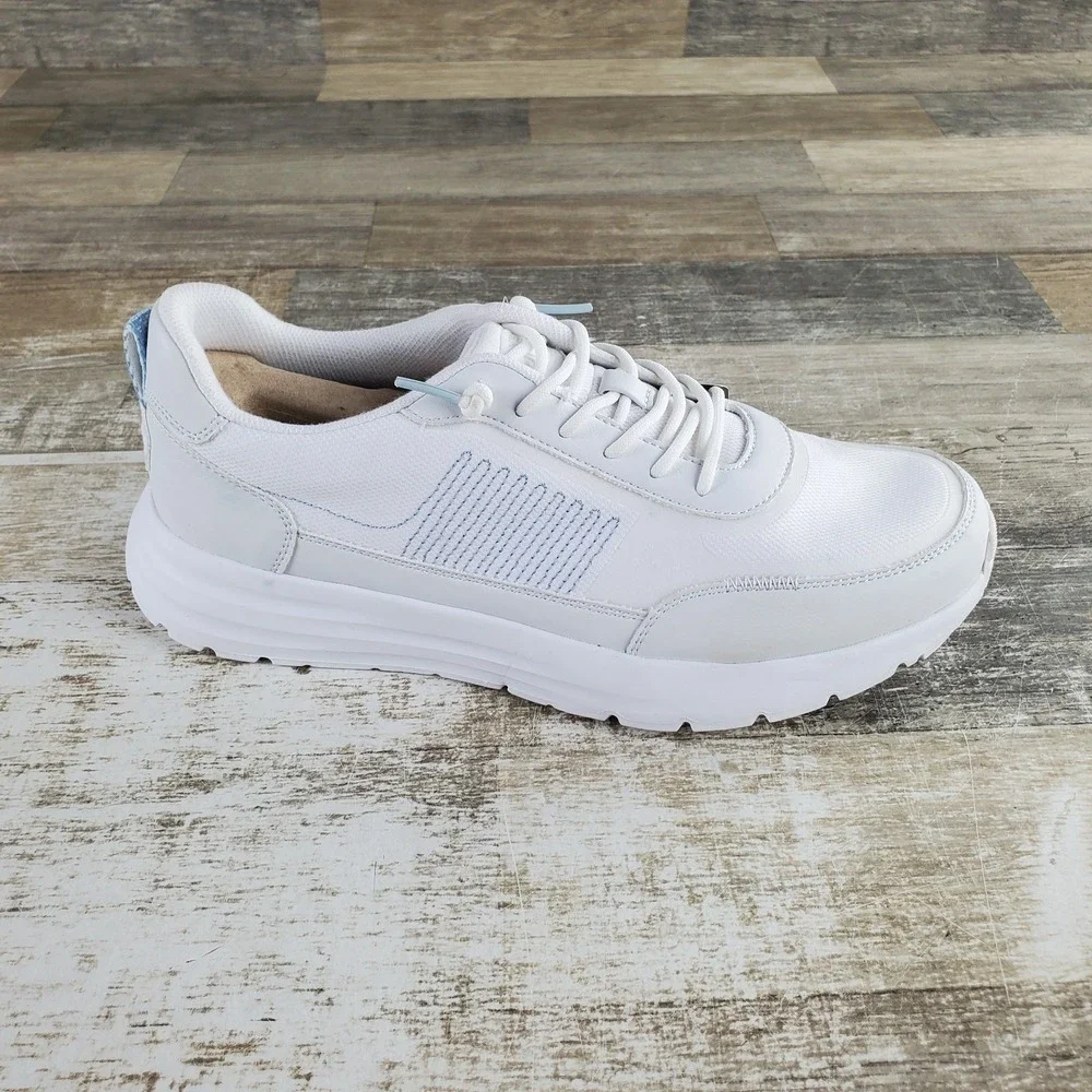 Hey Dude Sirocco Alta Essentials Neon Mens Shoe Sz 9 Linen White Lace-Up Sneaker